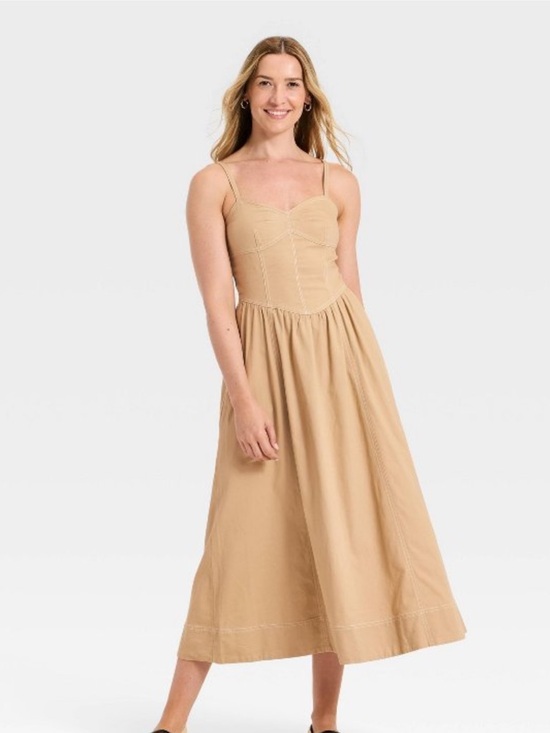 Universal Thread Dresses & Skirts - UNIVERSAL THREAD NWT Women's Corset Midi A-Line Dress -tan -XS